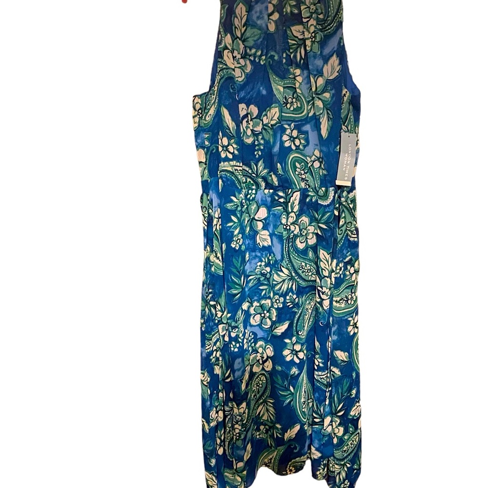 London Times-Beautiful ocean colours 
summer dress- sleeveless w/belt tie.
#N042
